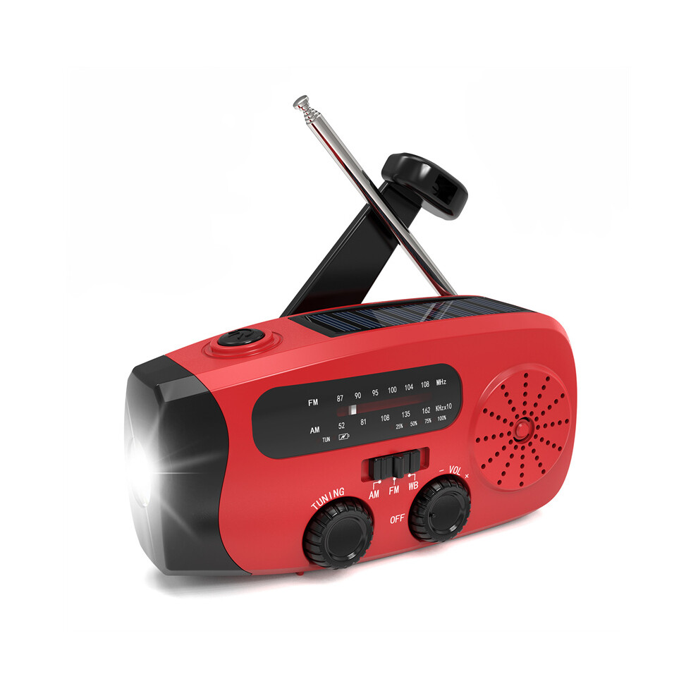(-Eu) 2000Mah Emergency Solar Hand Crank Weather Radio Power Bank Charger Flash Lights Red 320997558026