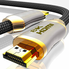 (Pearl chrome, 2m) Premium 8K HDMI 2.1 Ultra High Speed Cable 48Gbps PS5 HD Cable HDMI 2.0