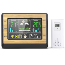 Wireless Digital LCD Indoor & Outdoor Weather Station Clock with Calendar & Thermometer