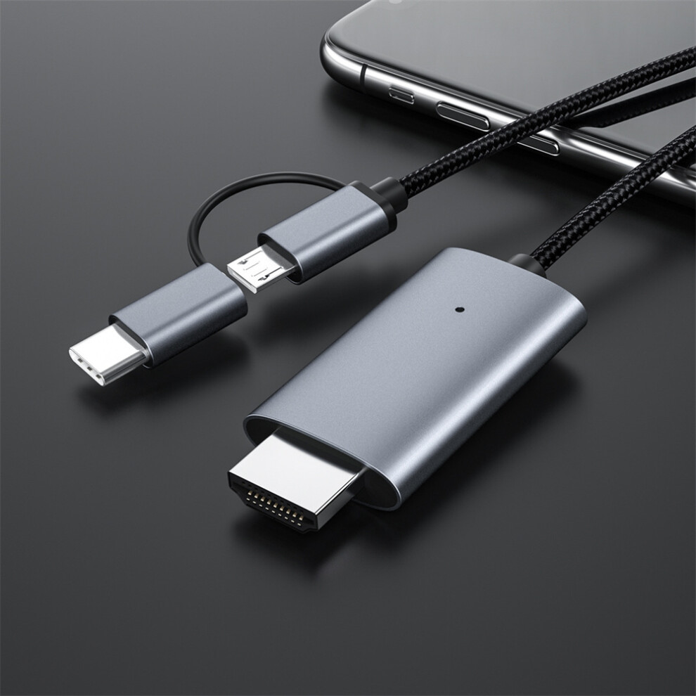 Micro Usb/Type C/Lightning To Hdmi Cable, 1080P Hdtv Digital Av Adapter For Iphone, Ipad, And Android Phones 113121460391