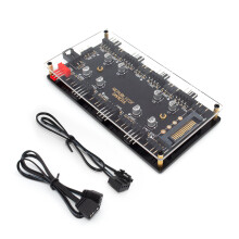 4PIN PWM+5V ARGB Dual 8-bit Hub Expansion Adapter SATA Power Supply For Desktop PC