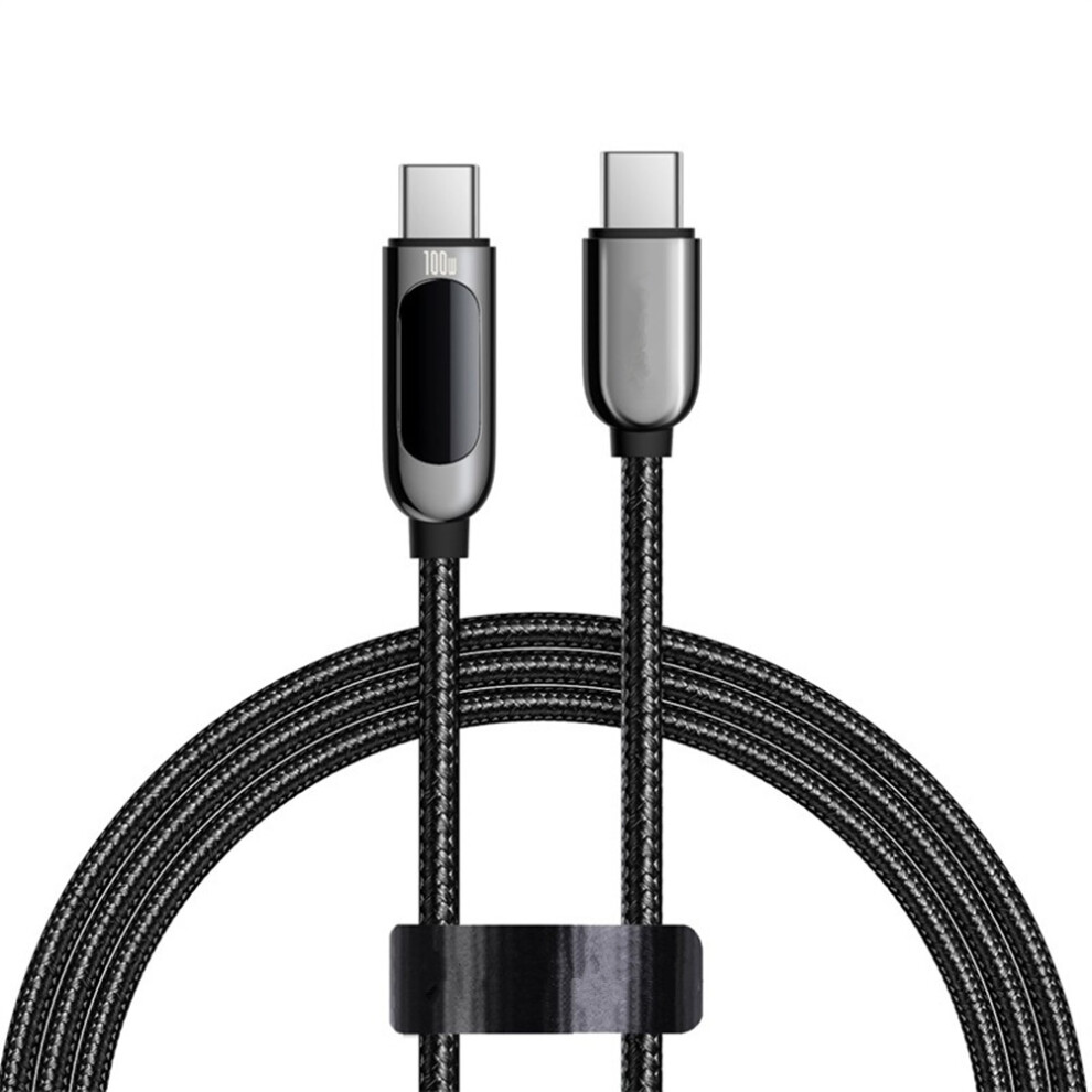 (Black) Usb C To Usb C Cable 5A Pd 100W Fast Charging Cord Led Display Type-C Charger 2M Black 320997543350