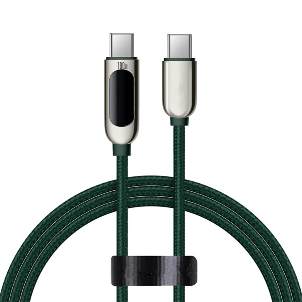 (Green) Usb C To Usb C Cable 5A Pd 100W Fast Charging Cord Led Display Type-C Charger 2M Green 320997543367