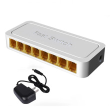 (White US) 1PCS 8 Port 10/100Mbps Unmanaged Ethernet Network Switch Network Hub