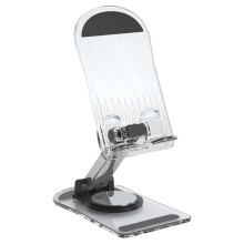 (Black) Foldable Adjustable Desktop Cell Phone Holder - Desk Accessory