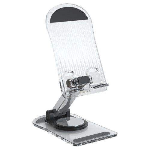 (Black) Foldable Adjustable Desktop Cell Phone Holder - Desk Accessory