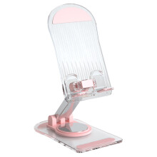 (Pink) Foldable Adjustable Desktop Cell Phone Holder - Desk Accessory