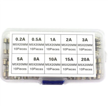 100pcs Auto Glass Fuses 5*20mm for Car-Truck-SUV Fuse Kit 0.2A to 20A with Box