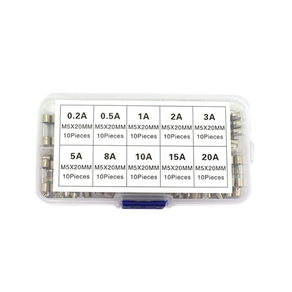 100Pcs Auto Glass Fuses 5*20Mm For Car-Truck-Suv Fuse Kit 0.2A To 20A With Box 320997569893