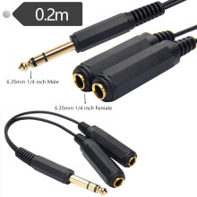 6.35mm Male Jack to 2 x 1/4" Female Plug Stereo Audio Adapter Speaker Cable Cord