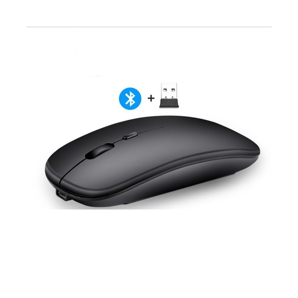 (Frosted ) Dual Mode Wireless Mouse Rechargeable Silent 2.4Ghz+Bluetooth-Compatible Mouse Black 320997578062