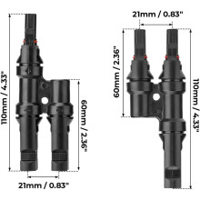 Solar Panel T Type Branch Connectors MMF+FFM Cable Adapter Compatible with MC4