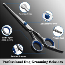 4 in 1 Dog Grooming Scissors Kit with Safety Round Tips, Durable,Dog Shears for Grooming