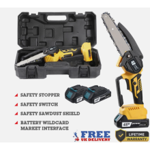 48V Handheld Electric Chainsaw Mini Cordless Chainsaw Wood Cutter with 2Battery