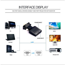 VGA to HDMI Adapter 1080P Audio Video Converter for Laptop PC to TV