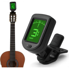 Gitarren-Clip-Tuner – Digitales Stimmgerät mit LCD-Display, kompatibel mit Akustikgitarre, E-Gitarre, Bass, Ukulele und mehr