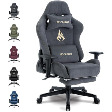 Symino Gaming Chair, Computer Chair with Footrest, Headrest and Lumbar Support, Ergonomic PC Chair, Height Adjustable Rotating Task Chairs, Gray