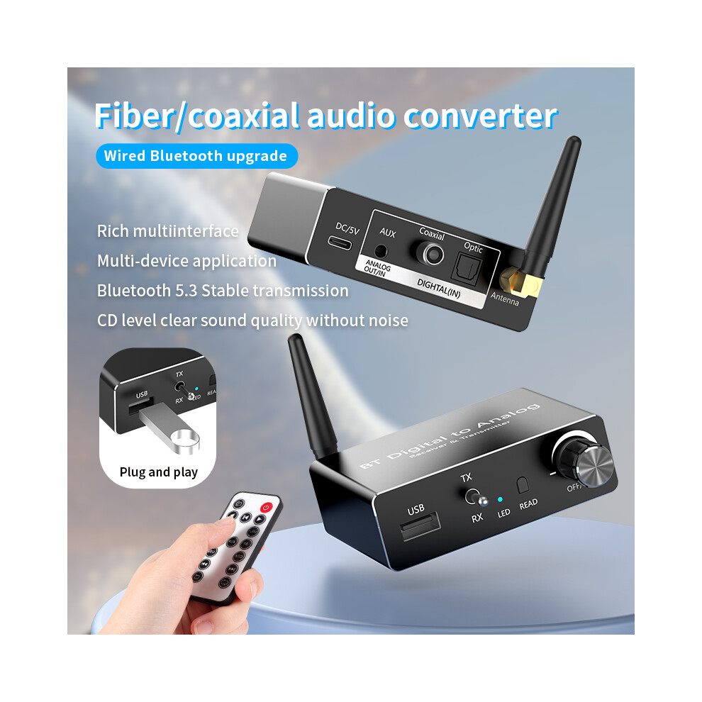 Fiber Optic Coaxial Bluetooth-Compatible 5.3 Audio Receiver Transmitter Adapter 320997575276
