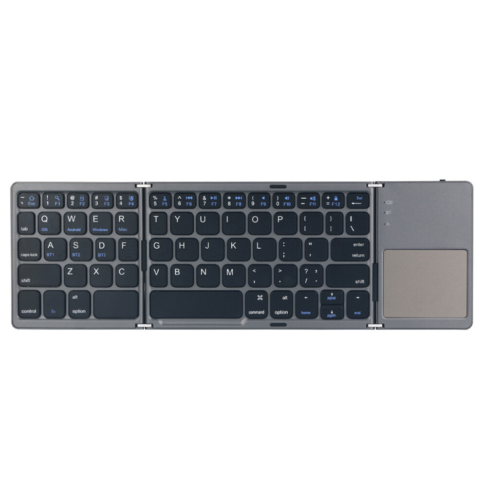 (Gray) Mini Foldable Wireless Bluetooth Keyboard With Touchpad - Perfect For Pc, Smartphones, & Tablets Gray 123643925766