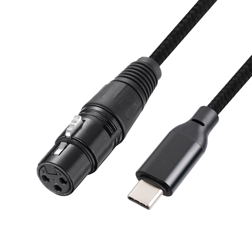 (1M) Usb C/Type-C To Xlr 3 Pin Microphone Audio Cable Male To Female Mic Adapter Cord 320997575146