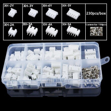 230PCS XH 2.54mm Pitch 2P/3P/4P/5P JST Housing Connector Crimp Terminal Kit