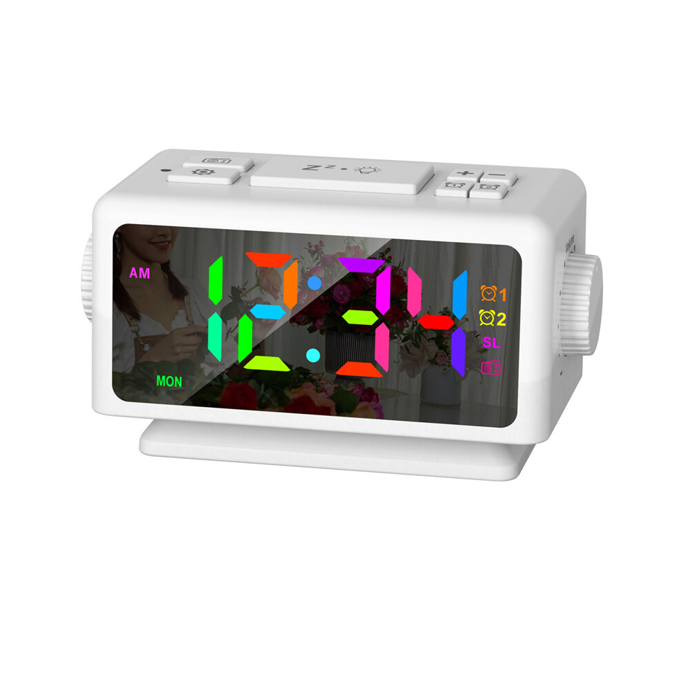 (White) Rgb Digital Alarm Clock Radio White 320997562207