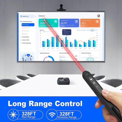 Rechargeable Wireless Presenter for Powerpoint Presentation Ppt Green Light Pointer Remote Control Presentation Clicker 1