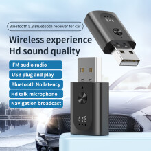 USB Bluetooth-compatible 5.3 Wireless Car FM Transmitter Sound Receiver Adapter