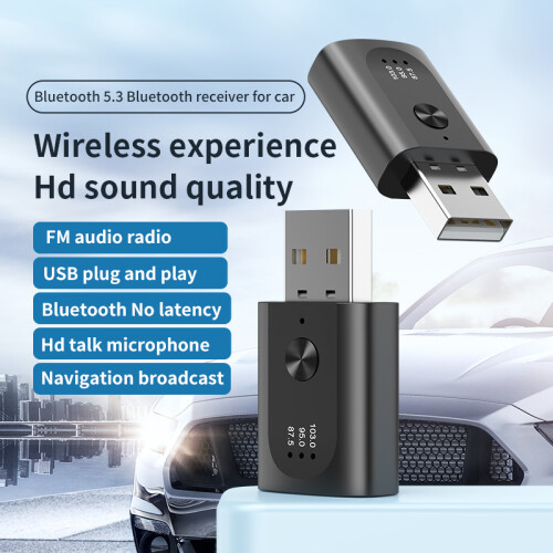 USB Bluetooth-compatible 5.3 Wireless Car FM Transmitter Sound Receiver Adapter