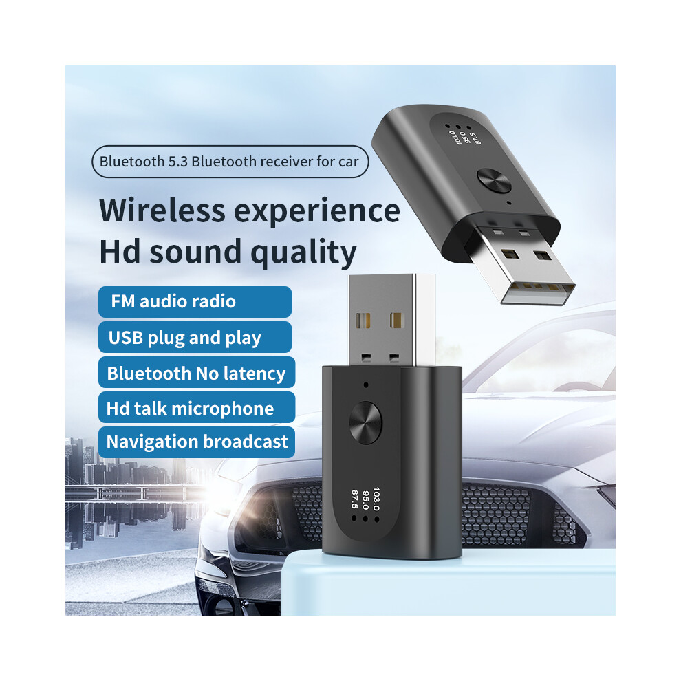 Usb Bluetooth-Compatible 5.3 Wireless Car Fm Transmitter Sound Receiver Adapter 320997578239