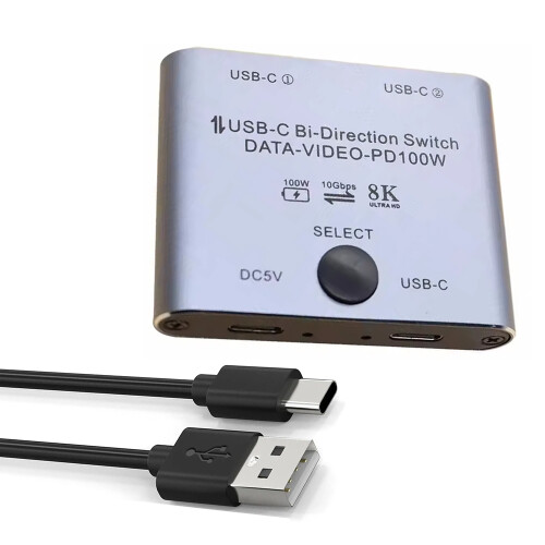 8K USB C Switch USB C Switcher for 2 Computers Bi Directional USBC KVM Switch