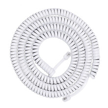 (White 3M) 2M/3M 4-Core RJ9 4P4C Curly Telephone Handset Cord Cable