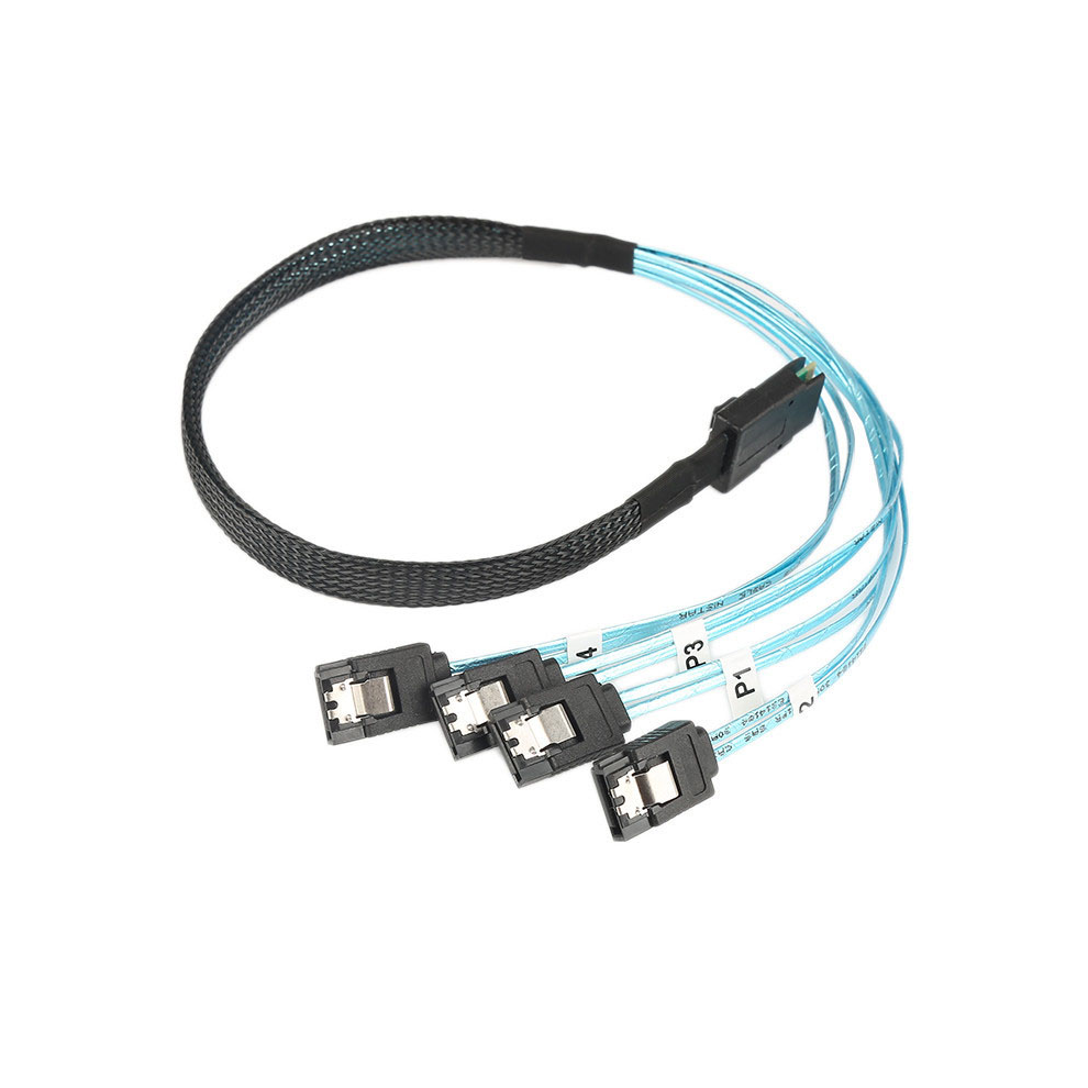 (Straight, 100Cm) Mini Sas Cable Sff-8087 To 4 Sata3.0 Straight/Elbow 7Pin Hard Drive Data Cable 320997579878