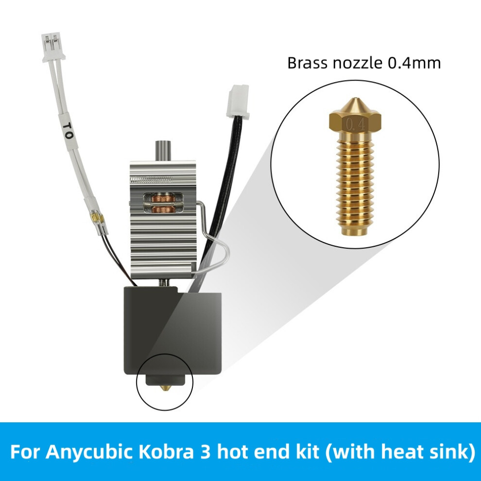 (Brass (With Heat Sink)) For Anycubic Kobra 3 Hotend Kit Thermistor Heater Cartridge Print Head Accessory 320997580737