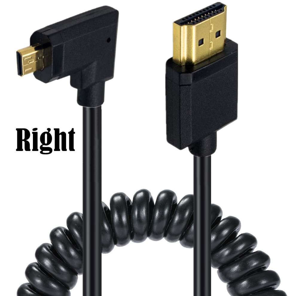 (Right Bend) Micro Hdmi-Compatible Cable To Hdmi-Compatible Male Hd Cable 4K60hz For Hdtv 320997580942