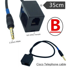 3.5mm Male Jack to RJ9 4P4C Female Converter Wire for Cisco Telephone 0.35m