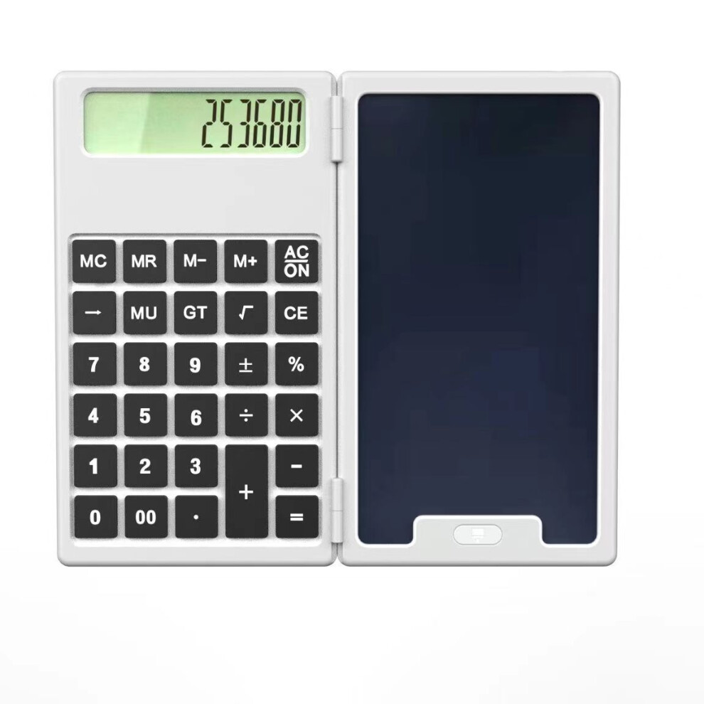 (White) 12-Digit Scientific Calculator with Folding LCD Writing Board, Clear Display-image-OPC-PWJHQVB-NEW