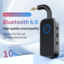AUX Bluetooth 6.0 Compatible 2-in-1 Receiver and Transmitter 3.5mm Audio Adapter