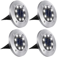 Solar Lights Cold White IP65 Waterproof Auto On/Off with Ground Spike 4PCS