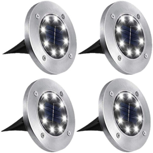 Solar Lights Cold White IP65 Waterproof  Auto On/Off with Ground Spike 4PCS