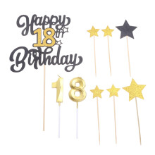 Conjunto de enfeites para bolo de aniversário de 18 anos, vela número 18 para bolo, conjunto de enfeites para cupcakes de aniversário de 18 anos
