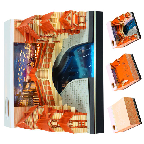 Artistic 2026 Paper Craft Calendar Presenting Riverfront Town