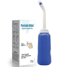 Blaues, tragbares Reisebidet mit 2 Sprühdüsen (500 ml), kompatibel mit Geburts-, Wochenbett- und Camping-Bidets.