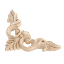 24Pcs 8X8cm Wood Carved Corner Onlay Furniture Home Decorations Unpainted Applique