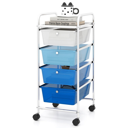 4-Drawer Rolling Storage Cart with Removable Bins