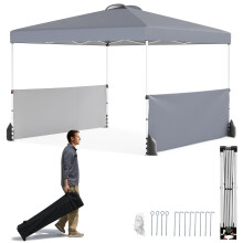 Pop-up lysthus 3x3m med 2 sidevegger, bag, grå