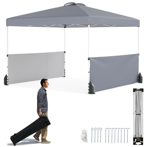 Pop-up lysthus 3x3m med 2 sidevegger, bag, grå