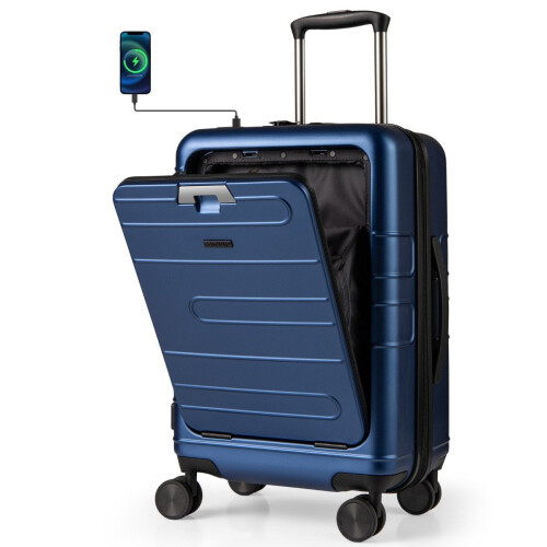 Expandable 20"" Lightweight PC Hardshell Luggage with USB Port