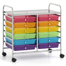 Mobile Storage Cart with 12 Stackable Drawers