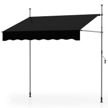 Uttrekkbar balkongmarkise, borefri, UV-bestandig, 200 cm, svart